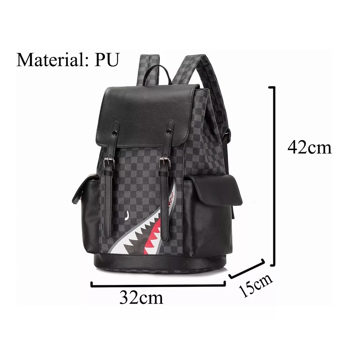 Mochila De Cuero Suave Juvenil Deportiva Tiburón
