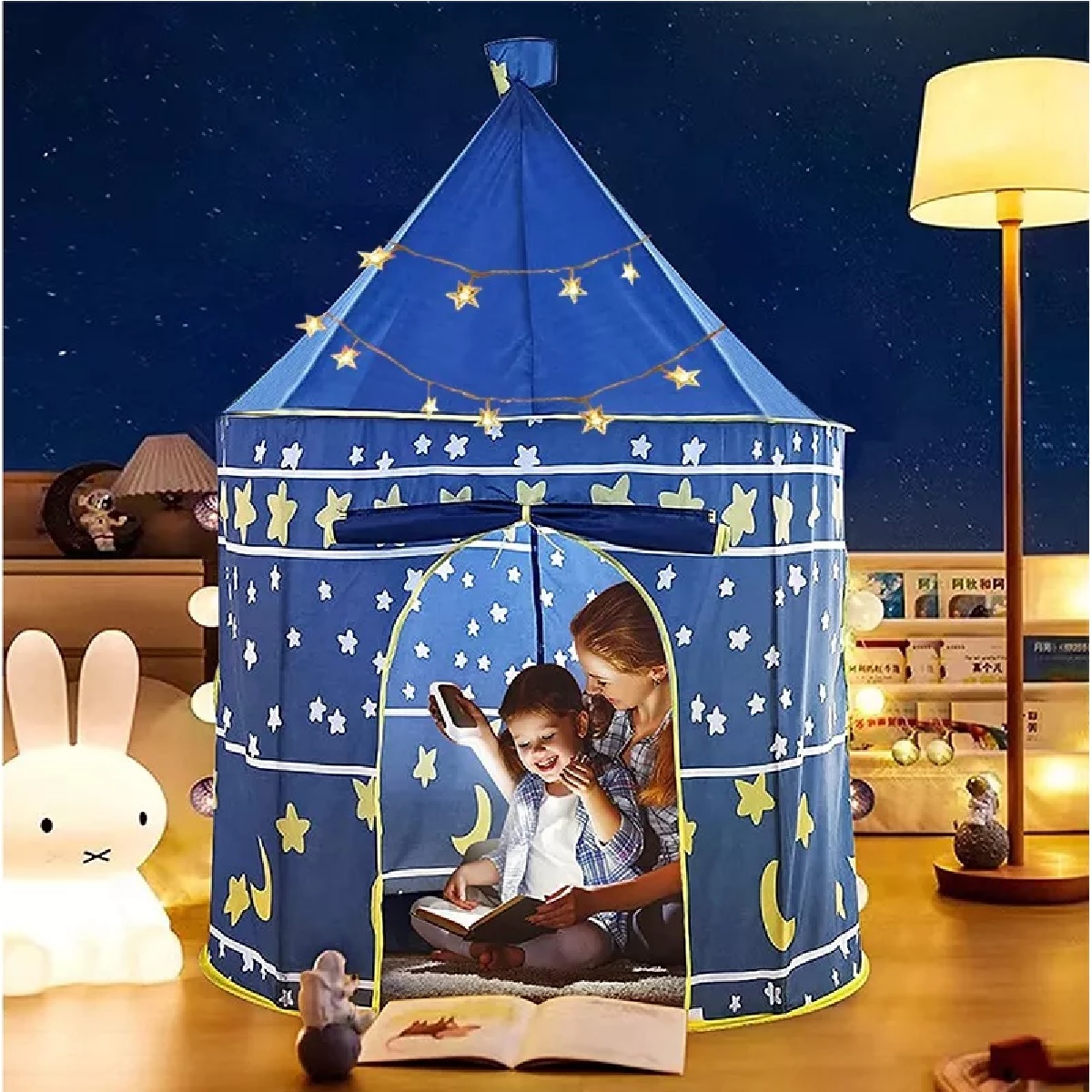Casa Para Niños Con Luces Juguete Castillo Color Azul