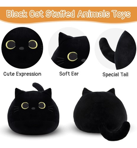 "Almohada De Peluche De Gato Negro "