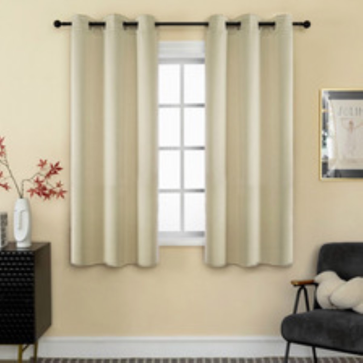 "Cortinas Kitul Blackout Plus Aislamiento Térmico 2 Paneles 215 X 135 Cm Color Beige "