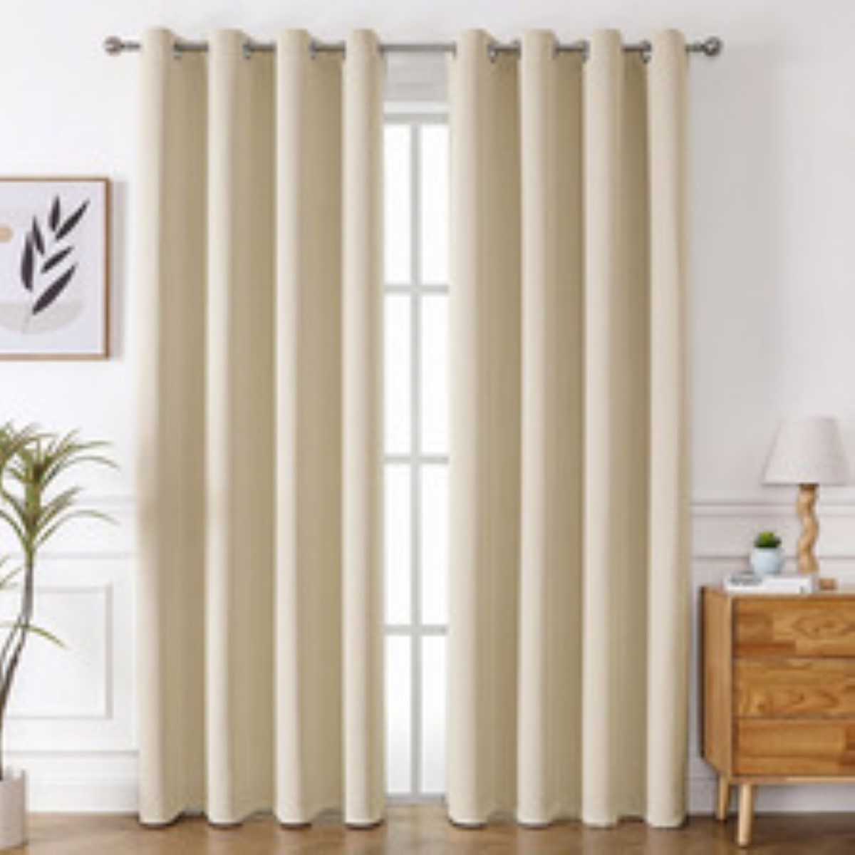 "Cortinas Kitul Blackout Plus Aislamiento Térmico 2 Paneles 215 X 135 Cm Color Beige "
