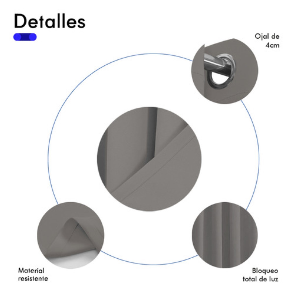 "Cortinas Blackout Aislamiento Térmico 2 Paneles 215 X 135 Cm Color Gris oscuro "