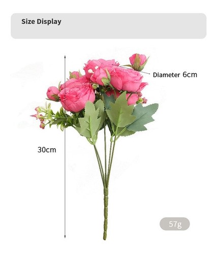"Flores Peonias Artificiales Ramo Novia Boda Centro Mesa Rosa ".