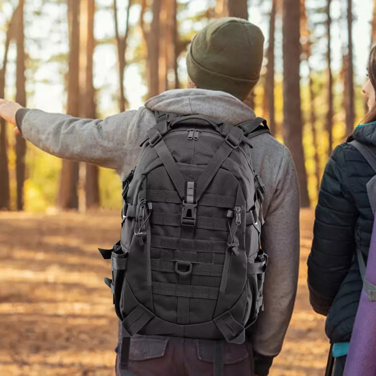 Mochila Tactica De Cámping Impermeable Gran Capacidad 45l Negro.