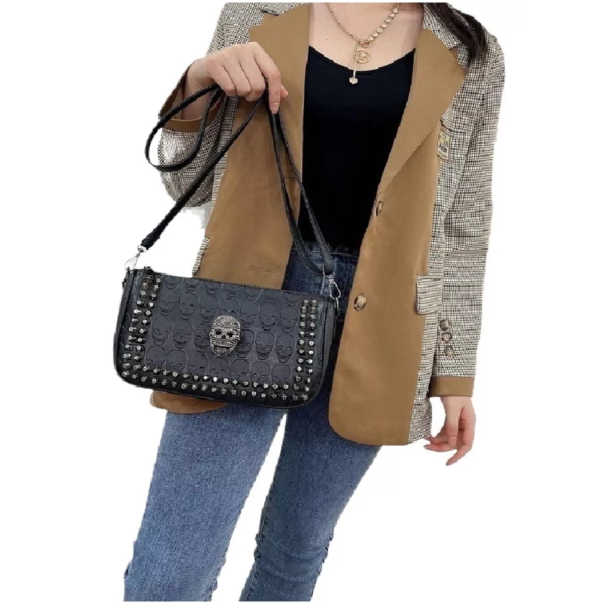 Bolso De Hombro Con Asa De Calavera .