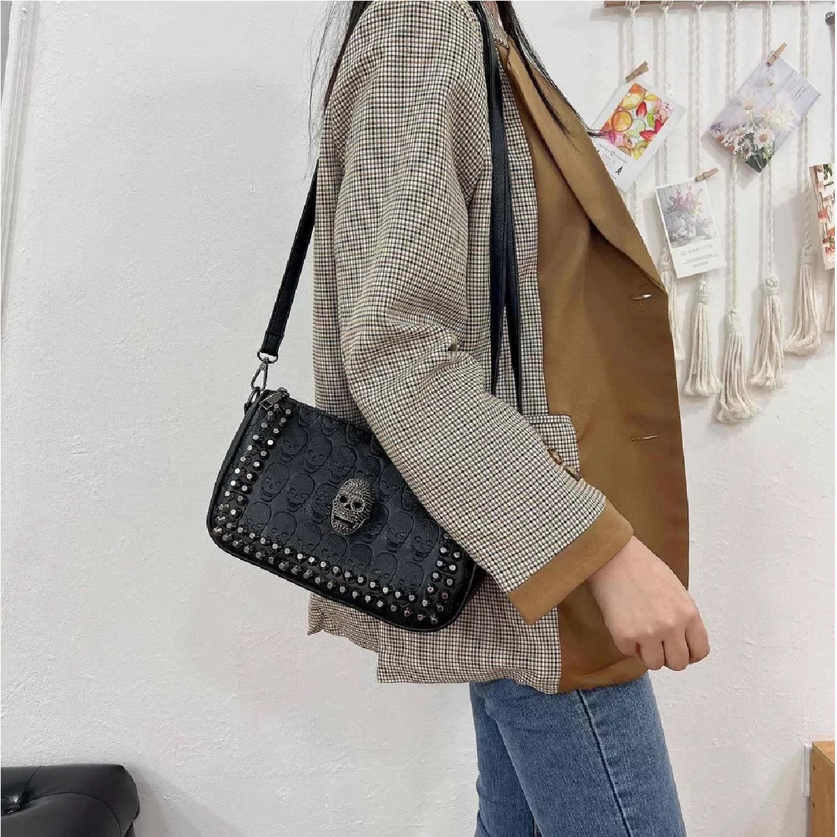 Bolso De Hombro Con Asa De Calavera .