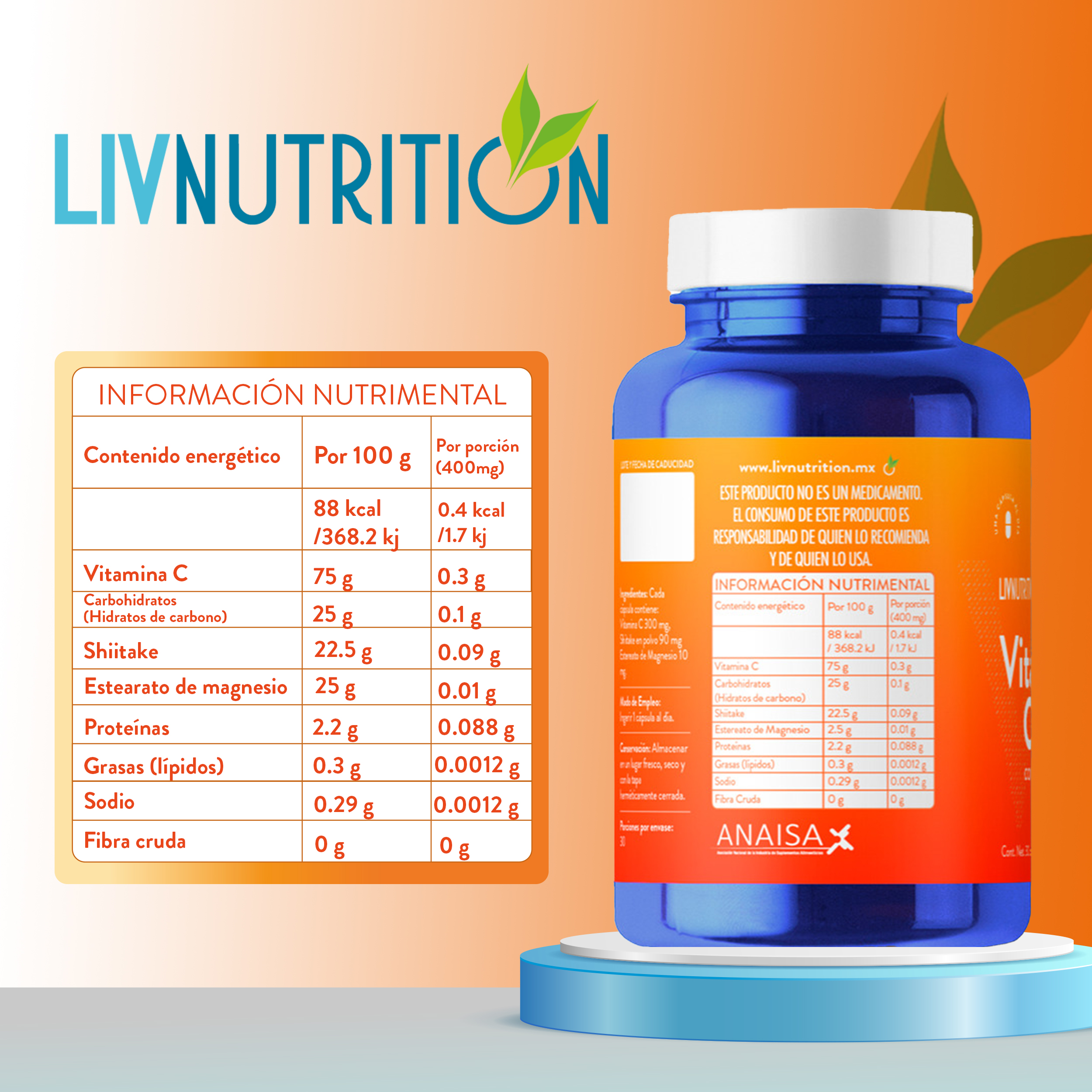 Vitamina C 60 Cápsulas Pack X2 400 Mg - Suplemento - Multivitaminico .