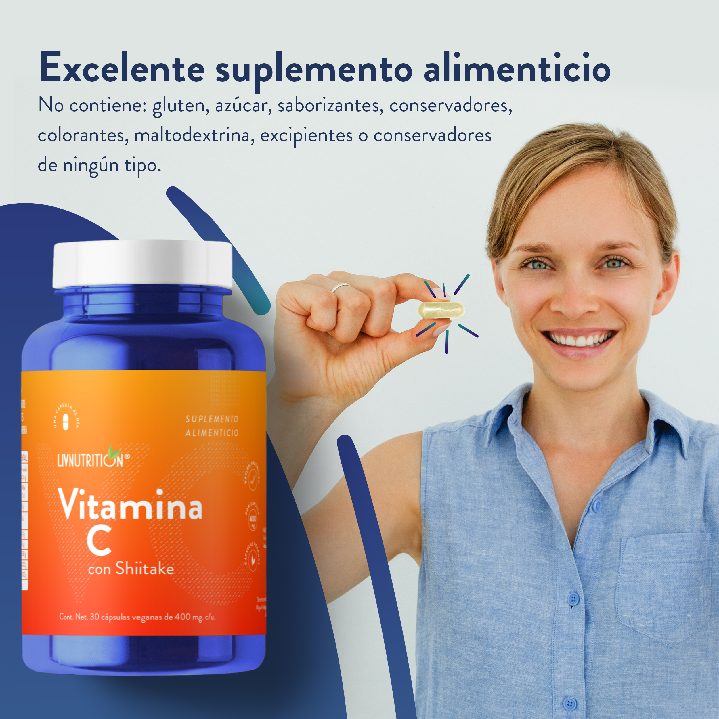 Vitamina C 60 Cápsulas Pack X2 400 Mg - Suplemento - Multivitaminico .