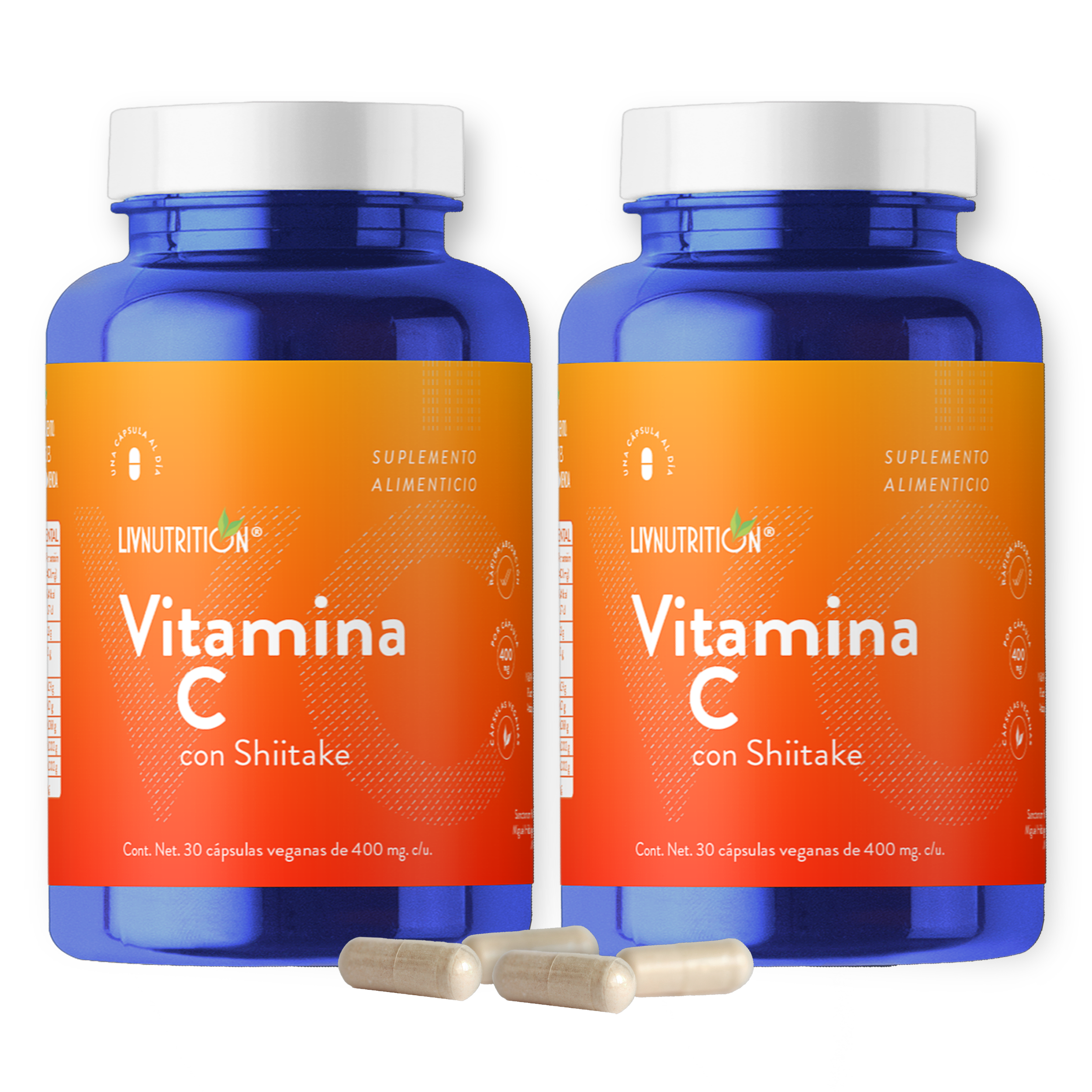Vitamina C 60 Cápsulas Pack X2 400 Mg - Suplemento - Multivitaminico .