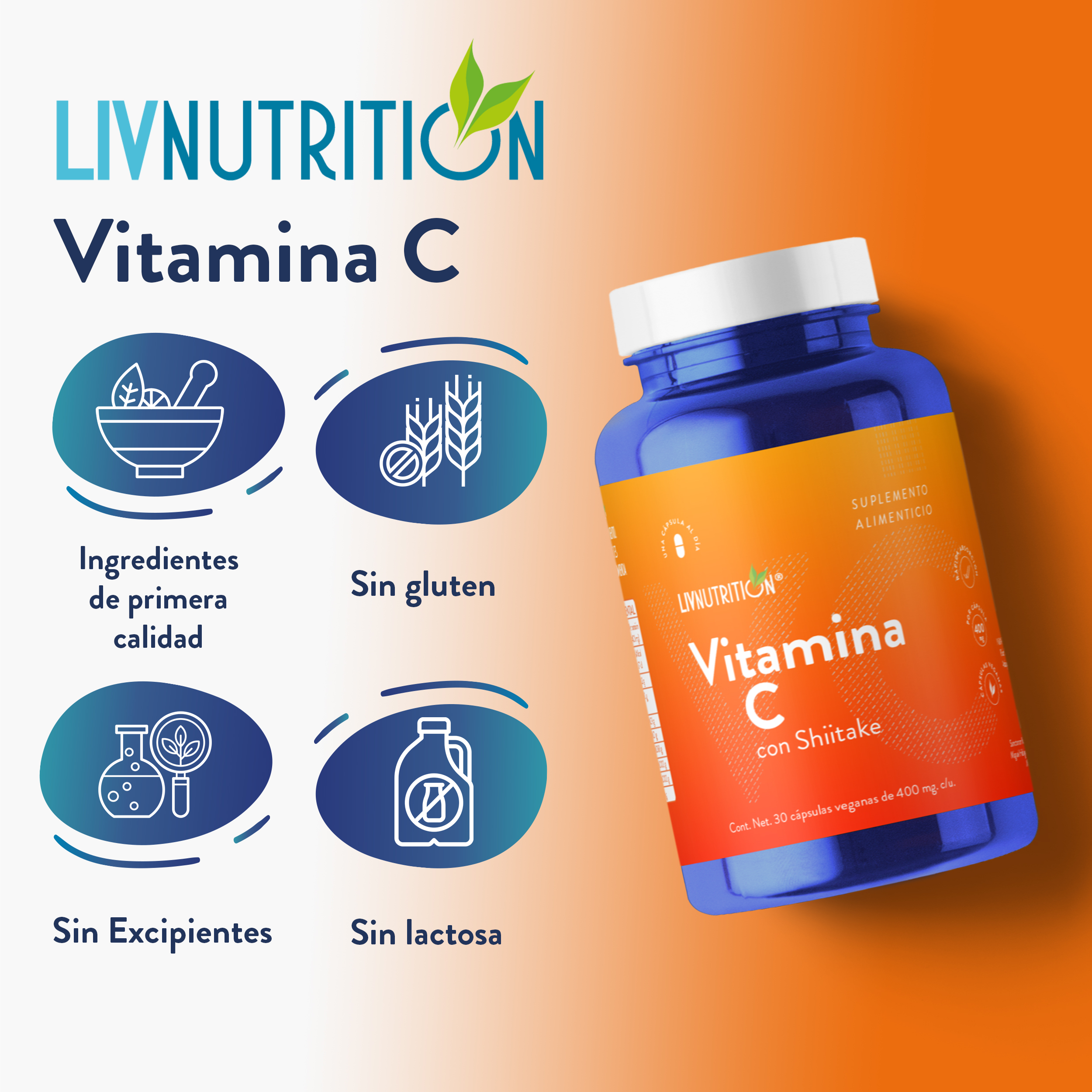 Vitamina C 60 Cápsulas Pack X2 400 Mg - Suplemento - Multivitaminico .