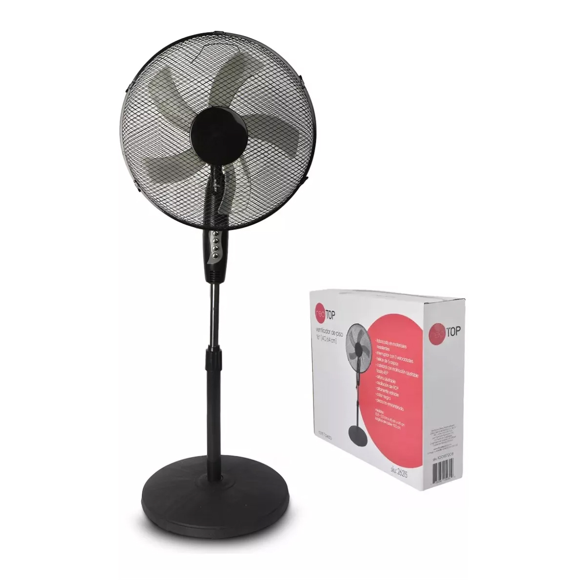 Ventilador De Piso 16 PuLG 3 Vel Giro 90° Ajustable Red Top Cantidad De Aspas 5 Estructura Negro Aspas Neg Diámetro 1 Frecuencia 1 Material De Las Aspas Plástico.