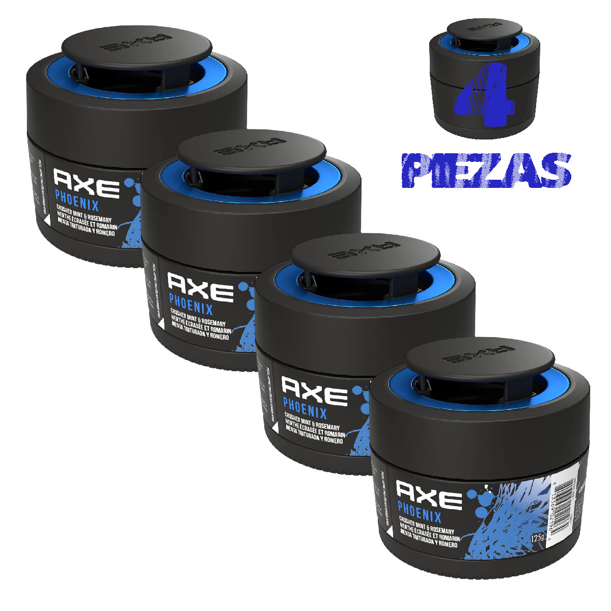 4 Pack Aromatizante Auto AXE GEL Dark Phoenix aroma Menta y Romero.