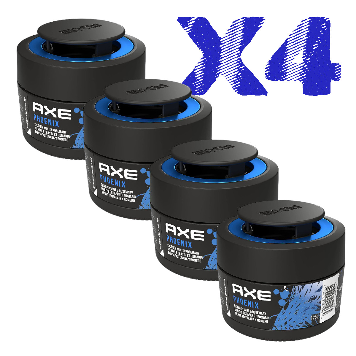 4 Pack Aromatizante Auto AXE GEL Dark Phoenix aroma Menta y Romero.