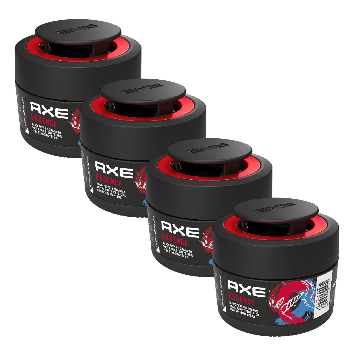 4 Pack Aromatizante Auto AXE GEL Dark Essence aroma Pimienta y Cedro.