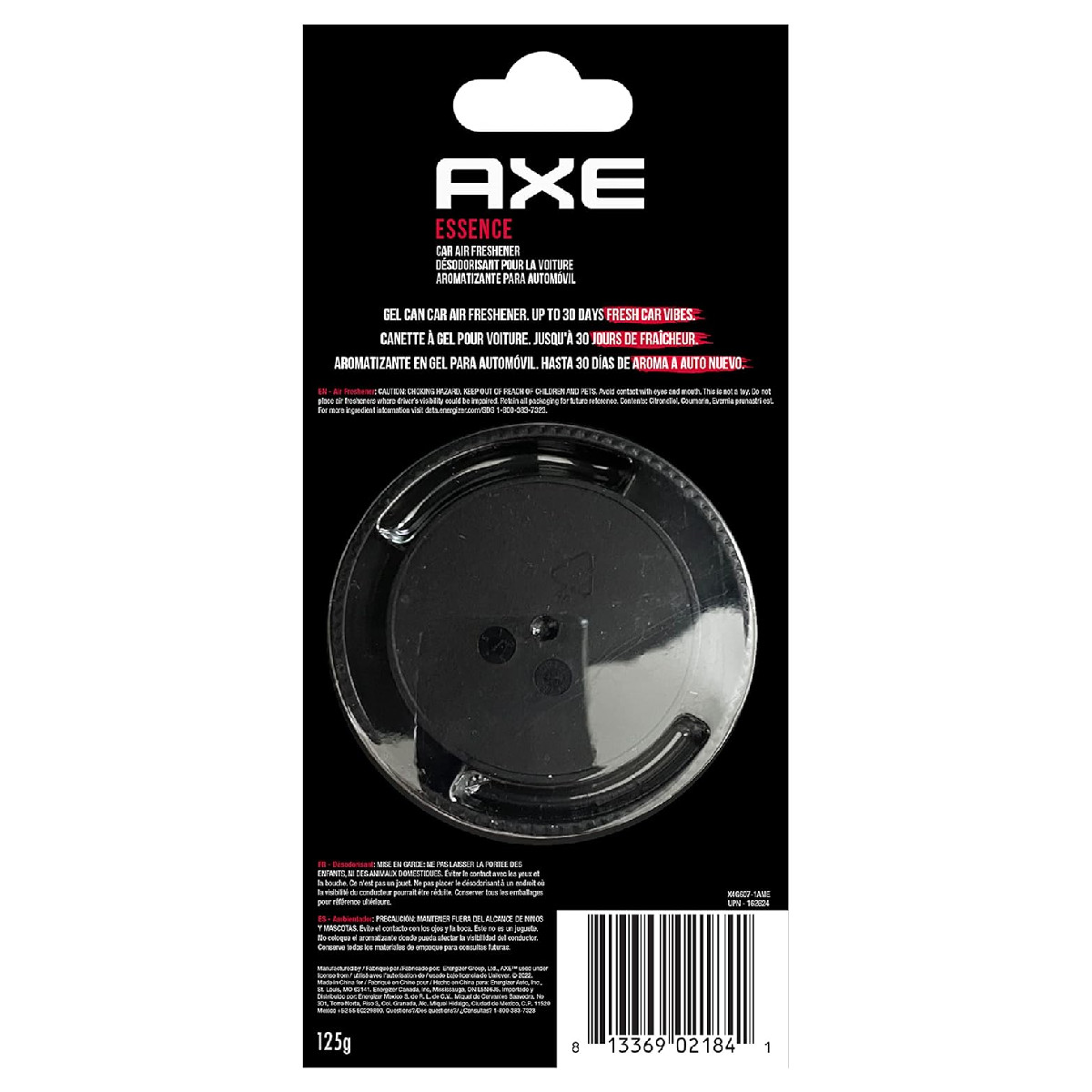 4 Pack Aromatizante Auto AXE GEL Dark Essence aroma Pimienta y Cedro.