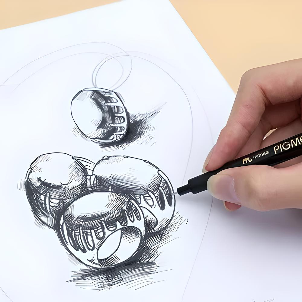 Estilografos Fineliner Lettering Manga Bosquejo Pigment Liner Fina 12 Unidades Negro