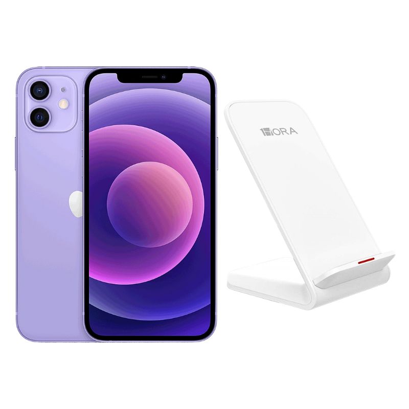 iPhone 12 64GB Morado Reacondicionado Grado A + Base Cargador.