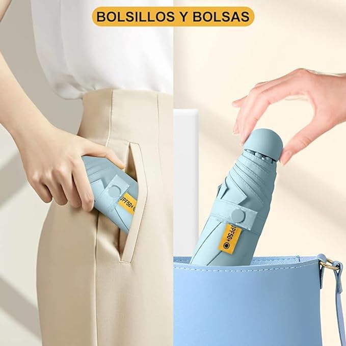 RENDIN Sombrilla UV-Eight Bones and Five Folds Paraguas Plegable,Lightweight Mini Paraguas de Bolsillo Reforzado.