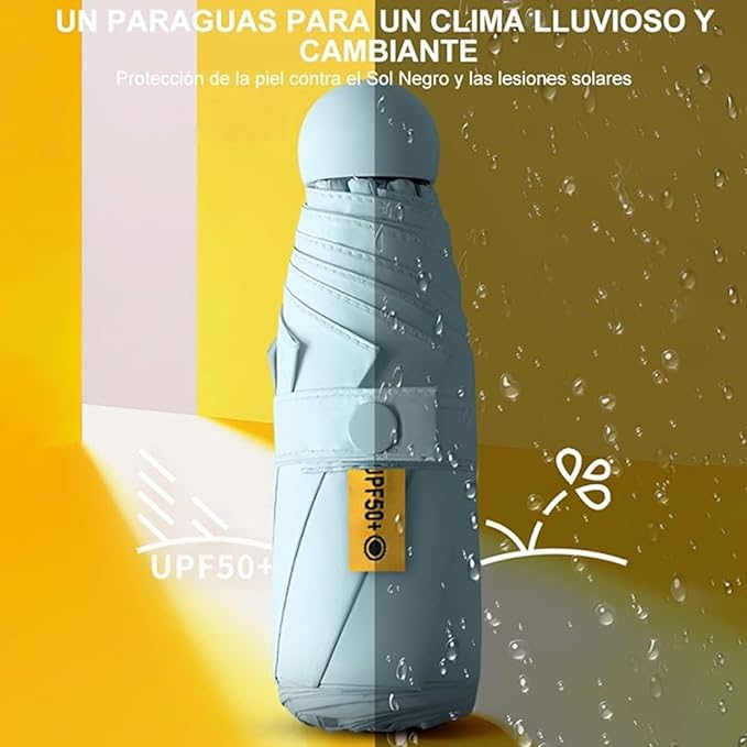 RENDIN Sombrilla UV-Eight Bones and Five Folds Paraguas Plegable,Lightweight Mini Paraguas de Bolsillo Reforzado.