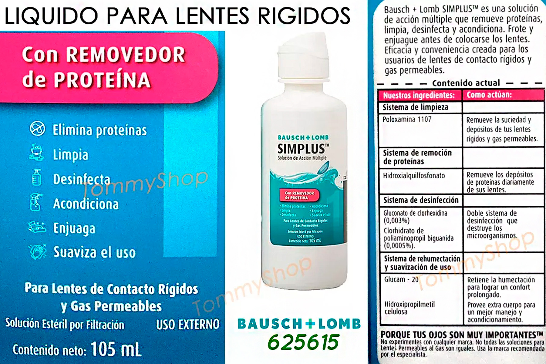 Simplus Liquido Limpiador P Lentes D Contacto Gas Rigidos
