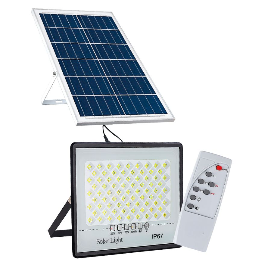 Reflector Luz Led de 25W con Panel Solar para Exterior .