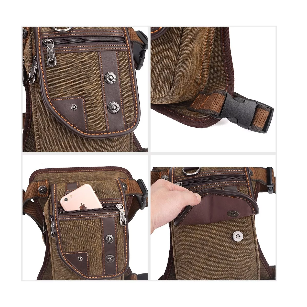 Riñonera Bolso Mochila D Pierna Tactica Militar Lona Vintage.