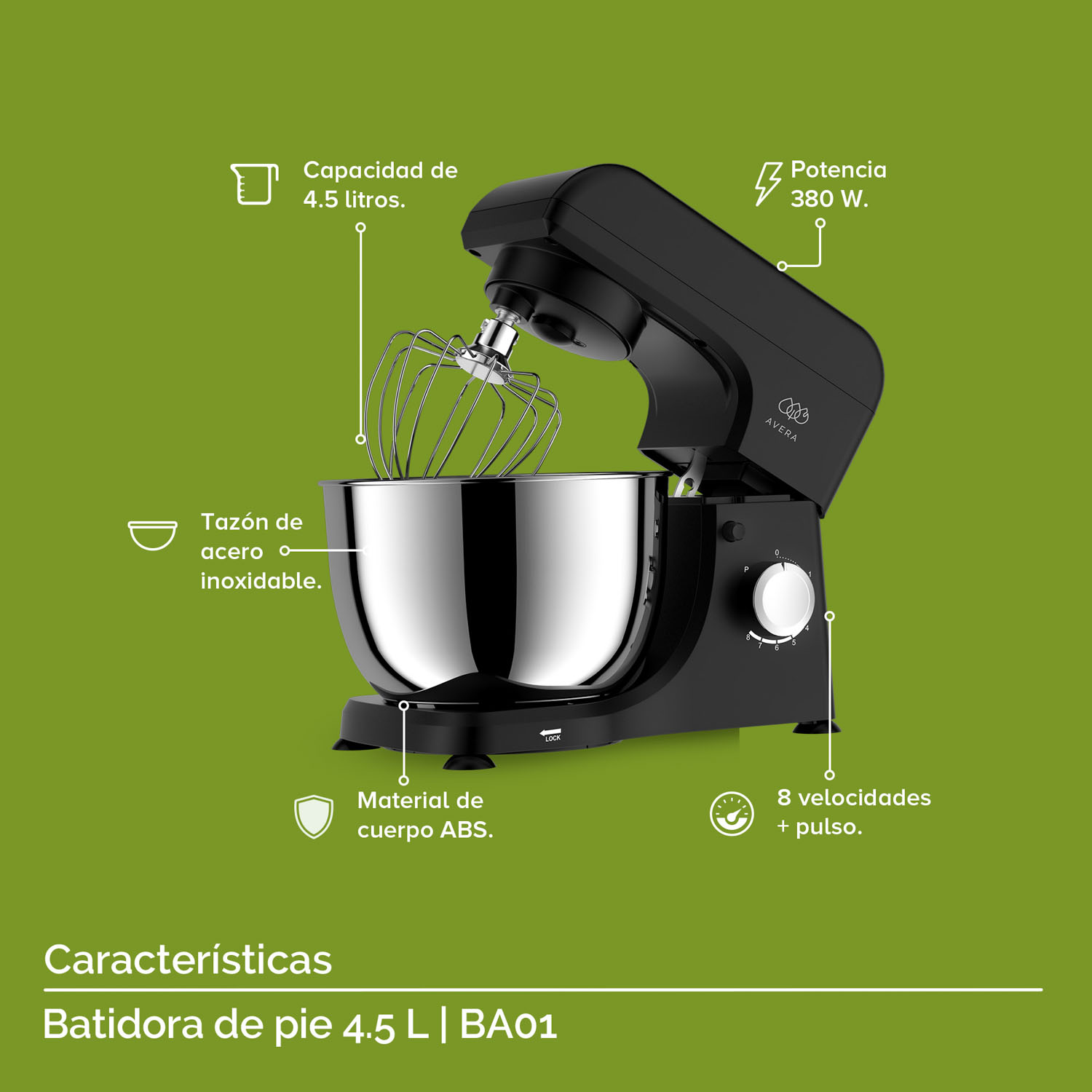 Batidora de Pedestal 8 Velocidades 4.5 lts BA01