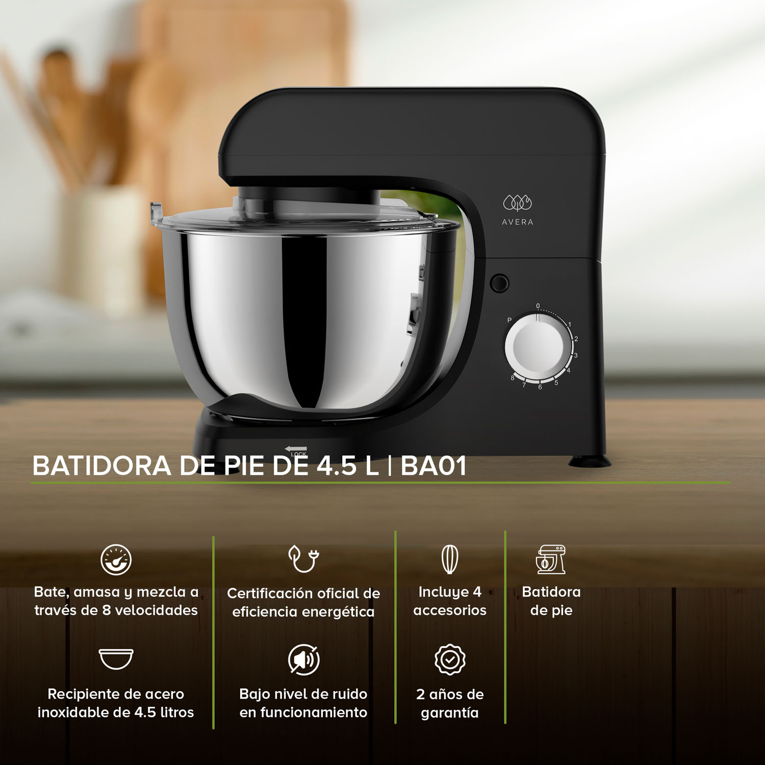 Batidora de Pedestal 8 Velocidades 4.5 lts BA01