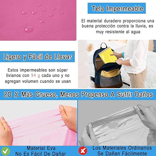 Poncho de Lluvia, Poncho de Lluvia para Niños,Chubasqueros Impermeable, Reutilizable EVA Ponchos Impermeables Chaquetas Capa Lluvia con Capucha Adecuado.