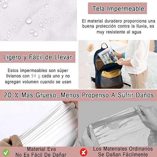 Poncho de Lluvia, Poncho de Lluvia para Niños,Chubasqueros Impermeable, Reutilizable EVA Ponchos Impermeables Chaquetas Capa Lluvia con Capucha Adecuado.
