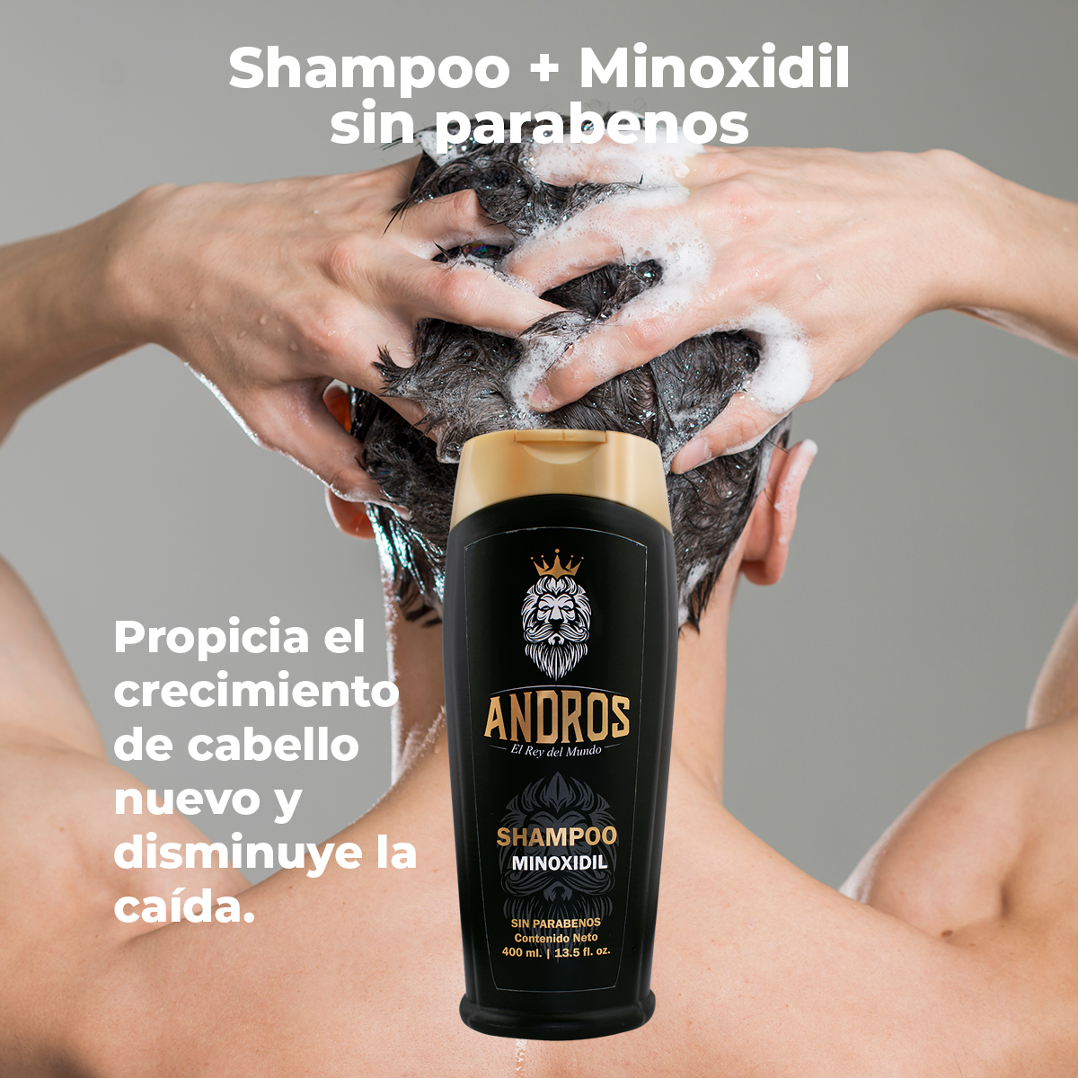 Shampoo para hombres con Minoxidil ANDROS 400 ml Sin parabenos