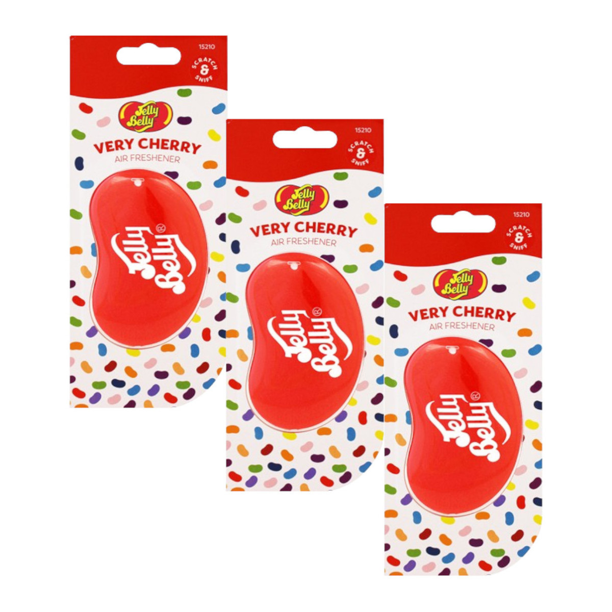 Aromatizante Auto Gel Jelly Belly Very Cherry Colgante 3 pzs.