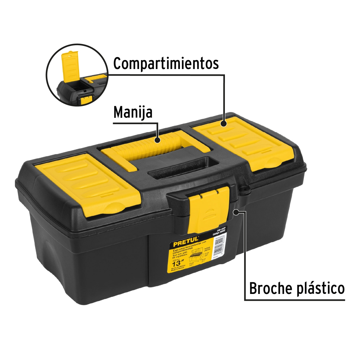 Caja De Herramientas Pretul Chp-13cp De Plástico 18cm X 33cm.