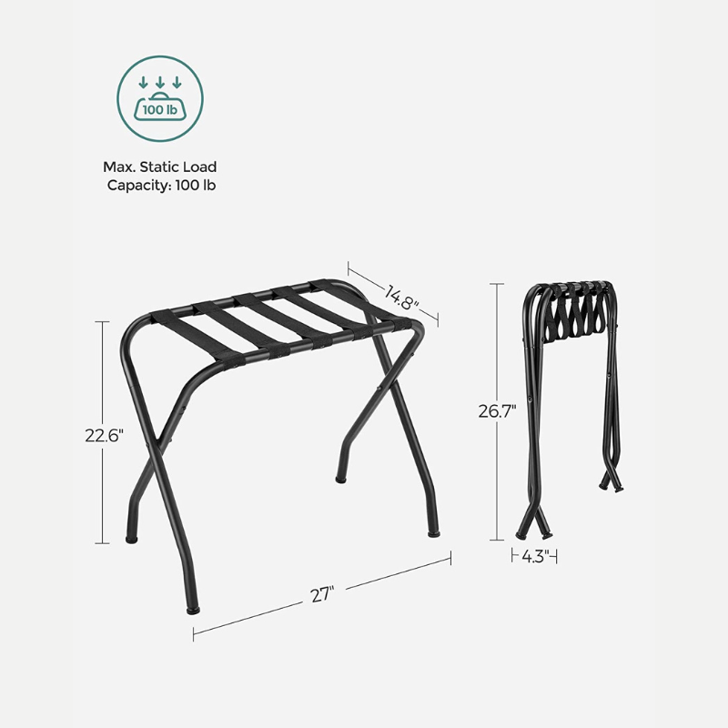 Rack Porta Equipaje De Metal Practico Resistente Y Plegable