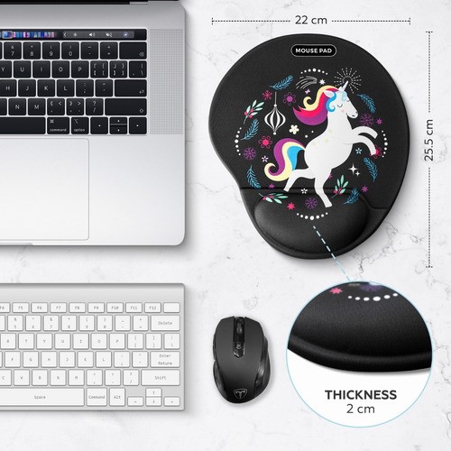 Mouse Pad Ergonomico Negro Pintura Unicornio Negro 