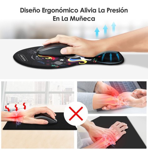 Mouse Pad Ergonomico Negro Pintura Unicornio Negro 