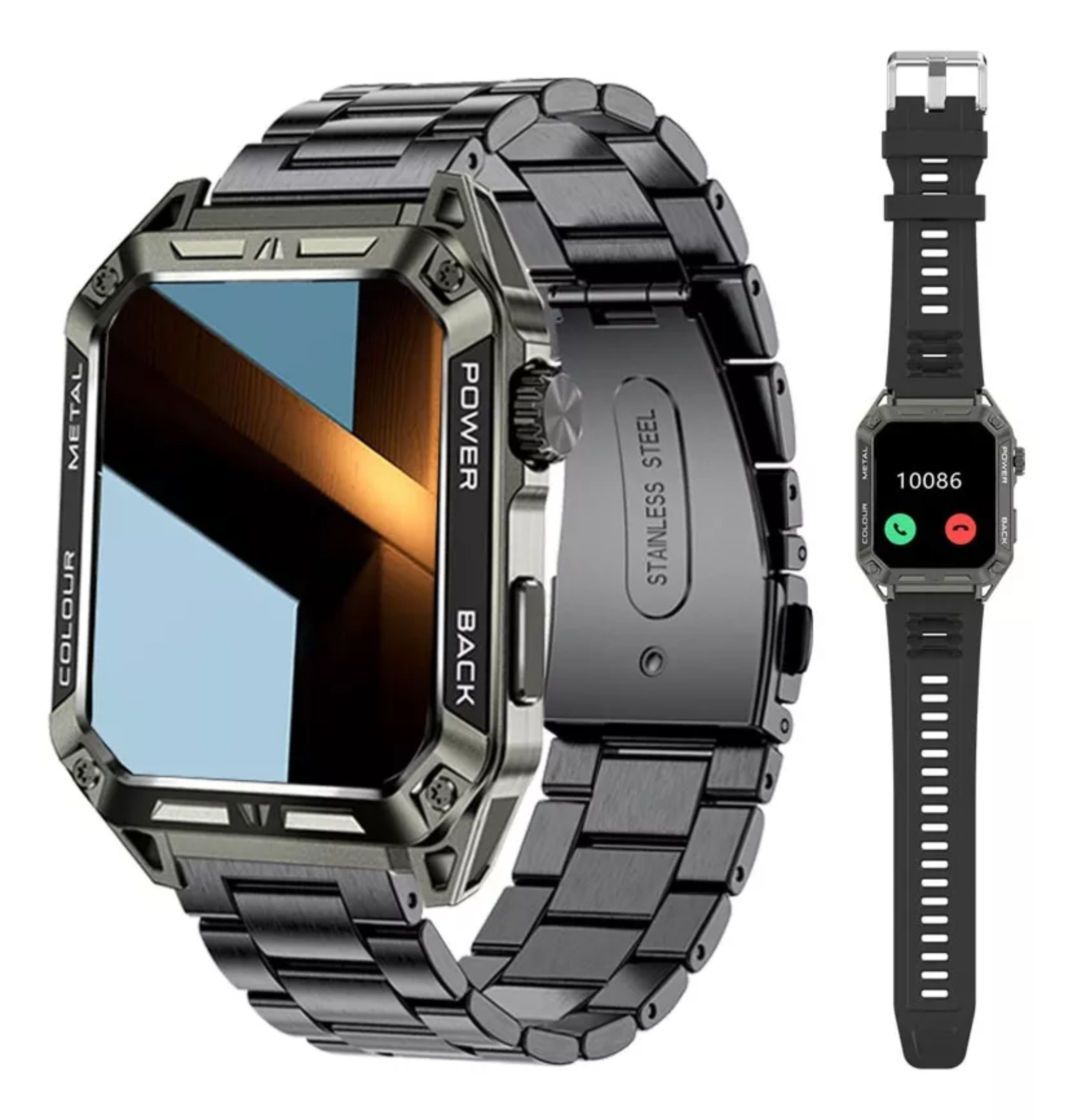 Reloj Inteligente 2 Acero Inoxidable Bluetooth Para Hombre Color De La Caja Negro Color De La Correa Negro Color Del Bisel Negro.