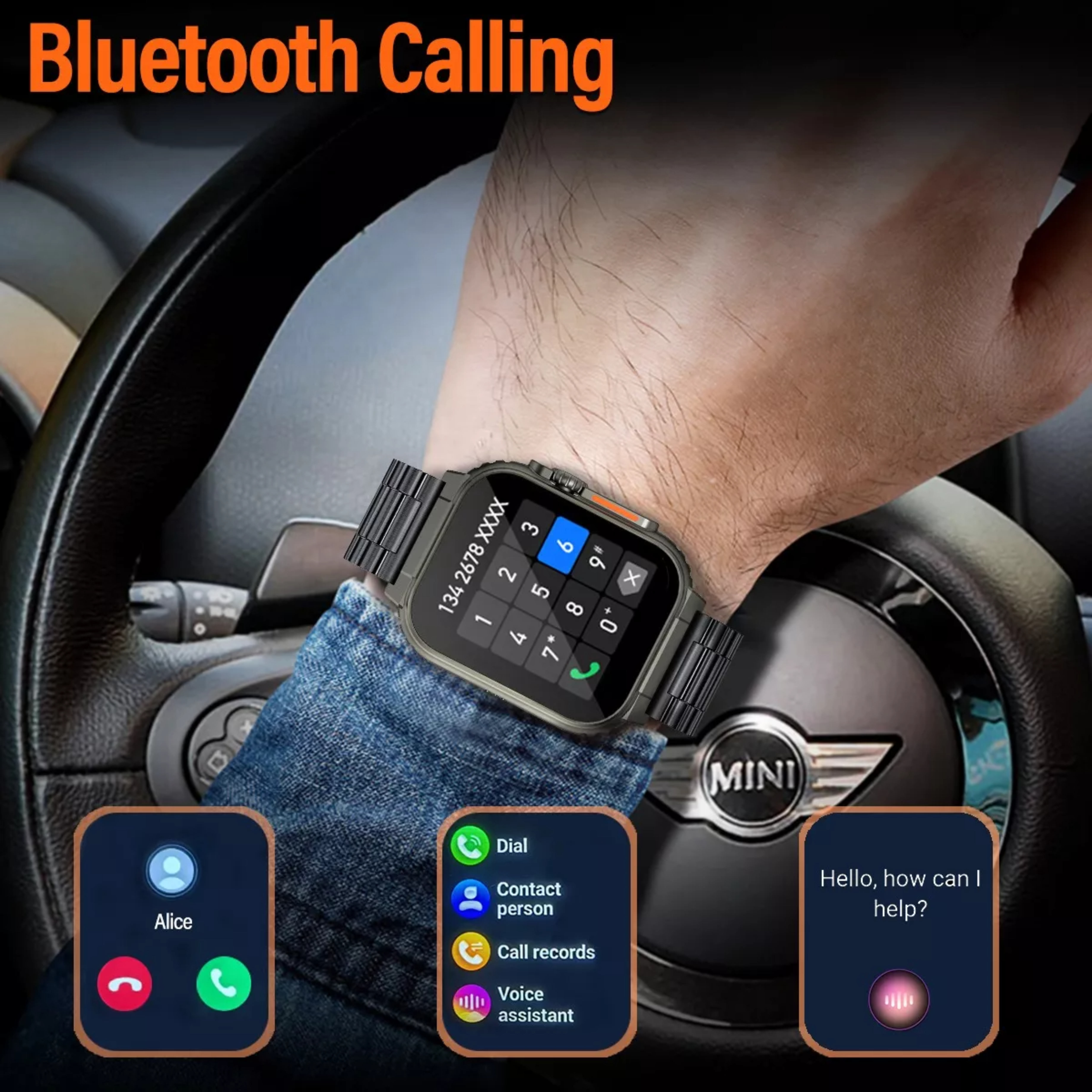 Reloj Inteligente 2 Acero Inoxidable Bluetooth Para Hombre Color De La Caja Negro Color De La Correa Negro Color Del Bisel Negro.