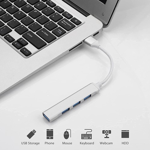 "Hub Usb 3.0 Adaptador Convertidor Ultradelgado Con 4 Puertos blanco "
