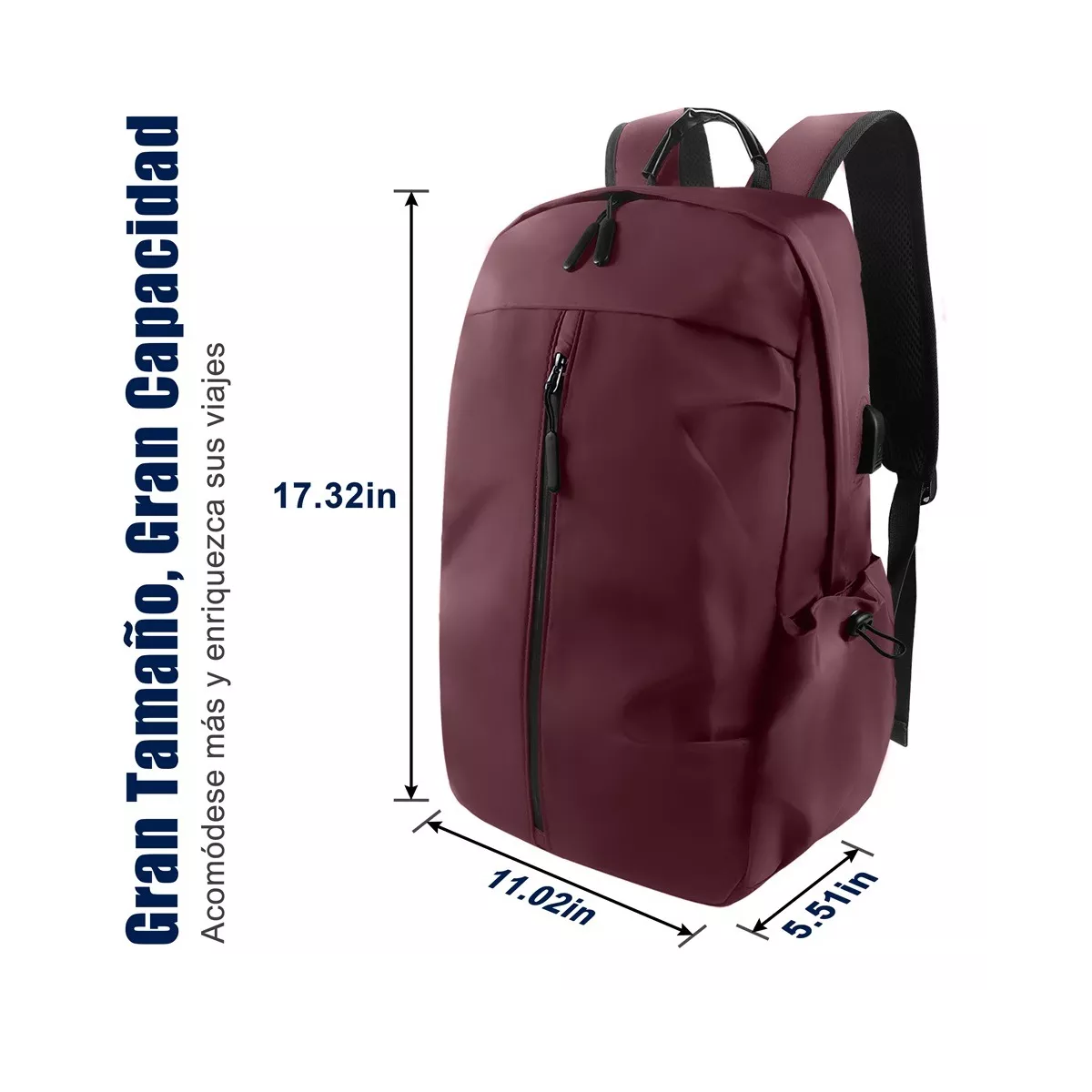 Mochila Laptop Hombre,impermeable Y Resistente Al Desgaste Con Cargador Usb.