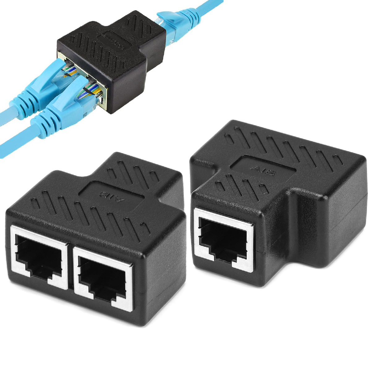 Adaptador Bifurcador Splitter 1 a 2 Ethernet RJ45.