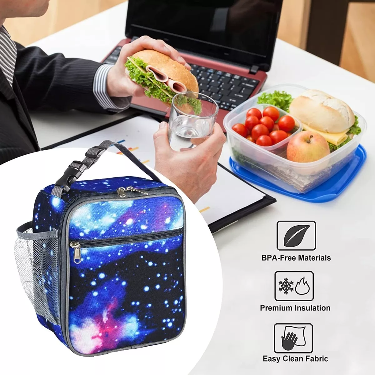 Lonchera Aislada De 1.8l A Prueba De Derrames Portátil.