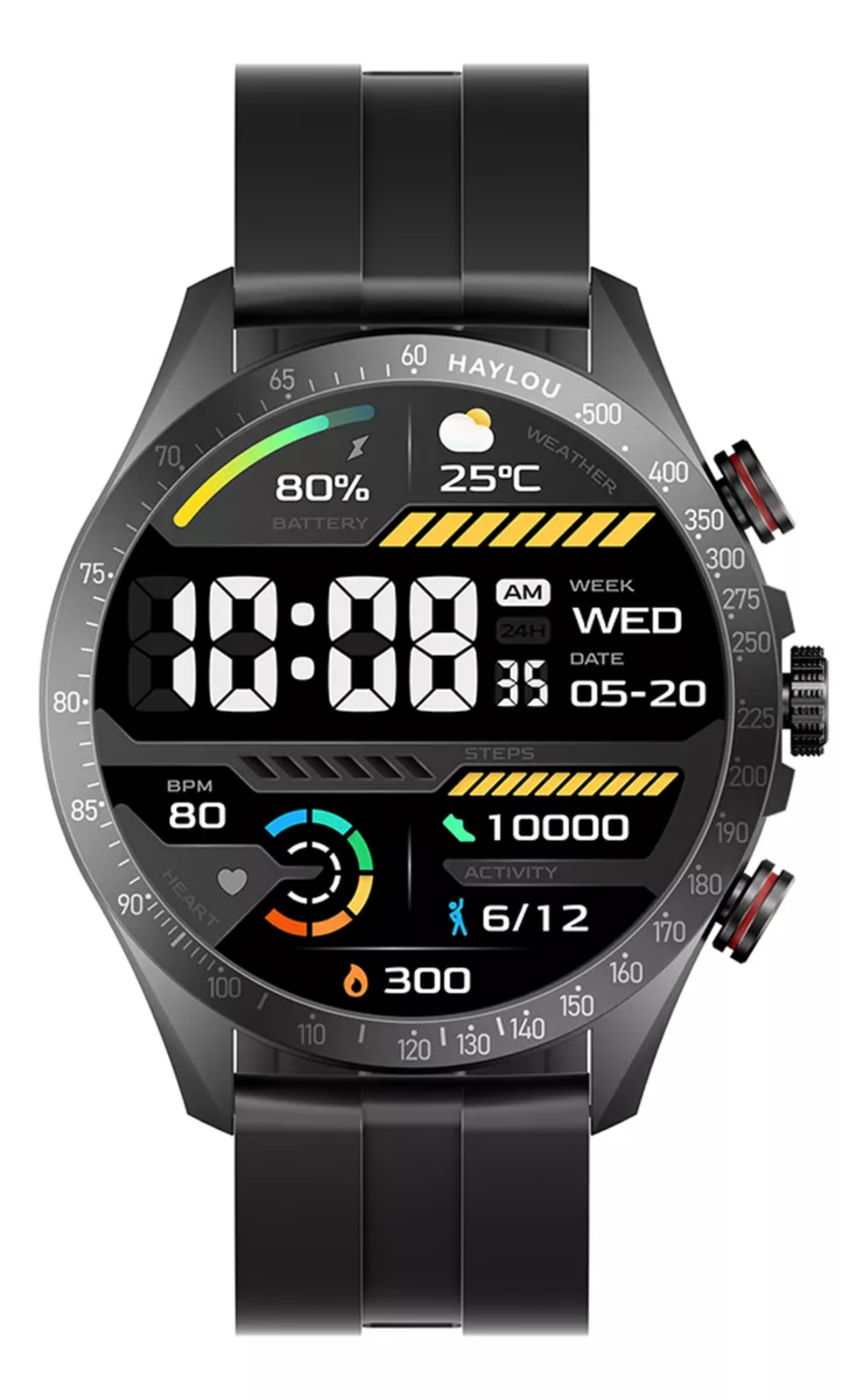 Haylou Solar Pro Smartwatch 1.43 AMOLED 2ATM Impermeable, Caja Negra, Correa Negra, Bisel Negra.