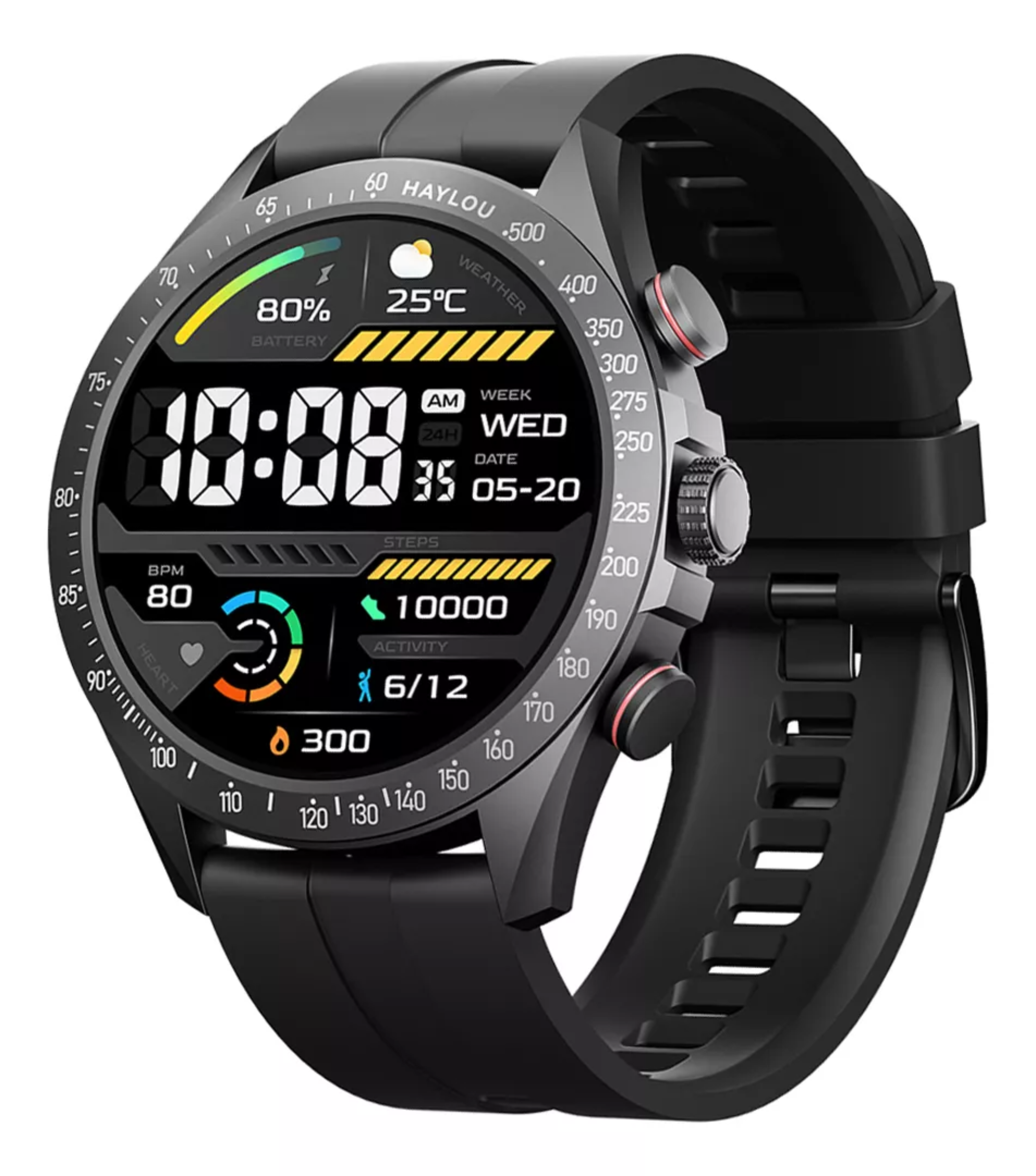 Haylou Solar Pro Smartwatch 1.43 AMOLED 2ATM Impermeable, Caja Negra, Correa Negra, Bisel Negra.