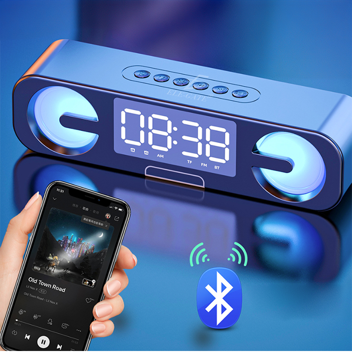 Reloj Despertador C/alarma Radio Bocina Con Luz Bluetooth