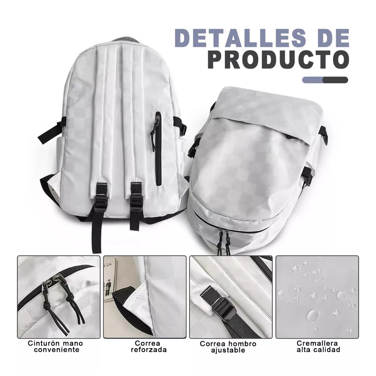 Mochilas Escolar Multifuncional Viaje Juvenil Color Blanco