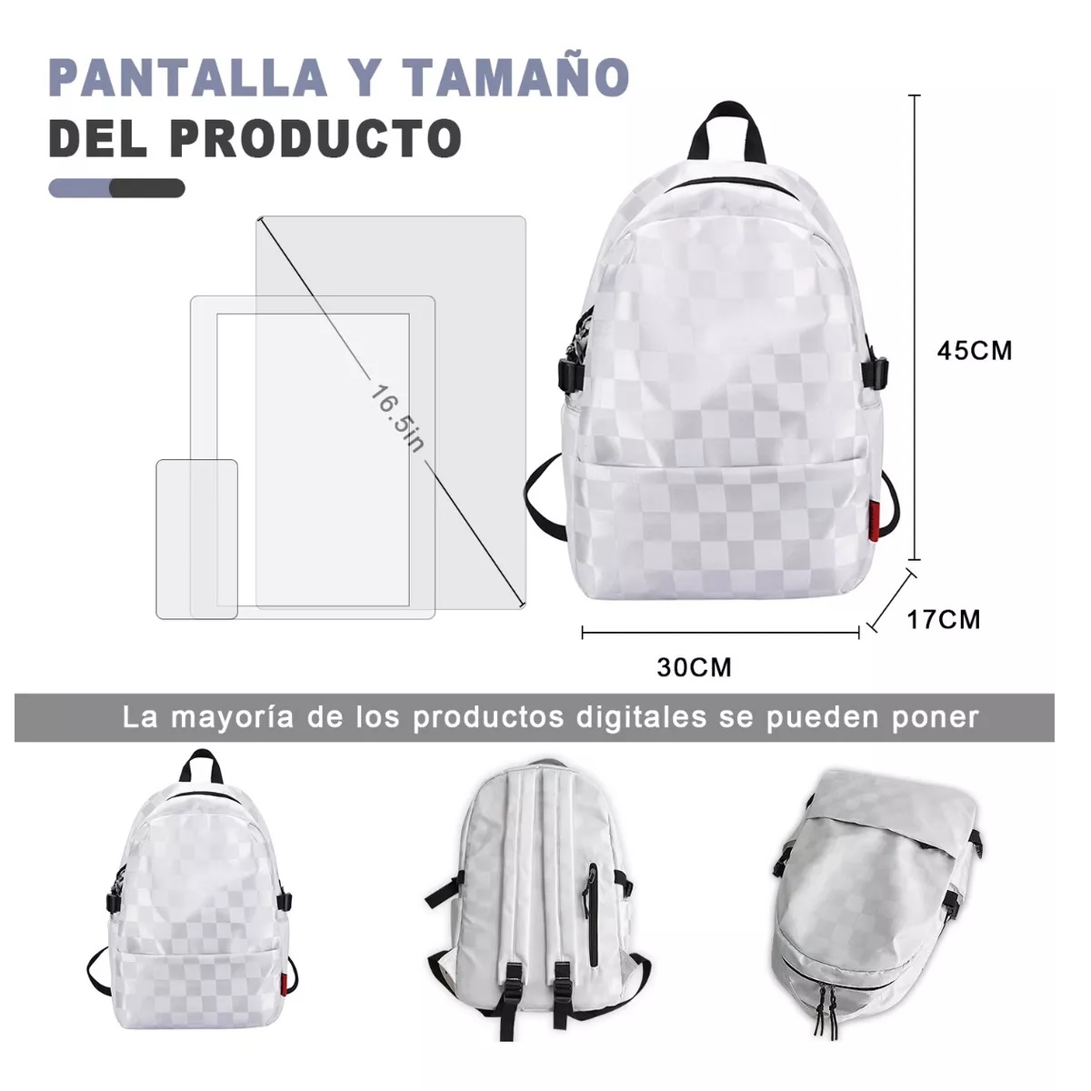 Mochilas Escolar Multifuncional Viaje Juvenil Color Blanco