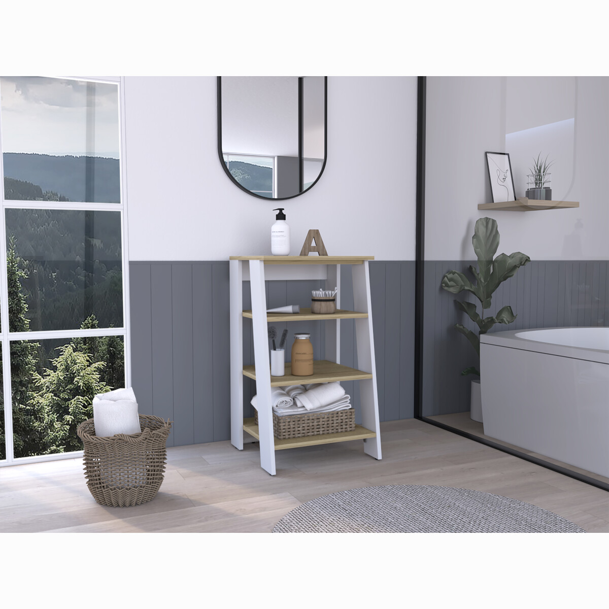 MUEBLE OPTMIZADOR DE BAÑO ARMABLE TIPO ESCALERA MODELO BATH.