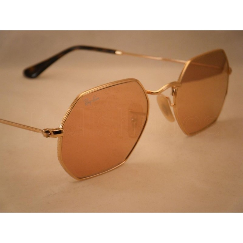 Lentes de sol Ray Ban Rb3556n 001/z2 Octagonal Flat Rosa Dorado Original