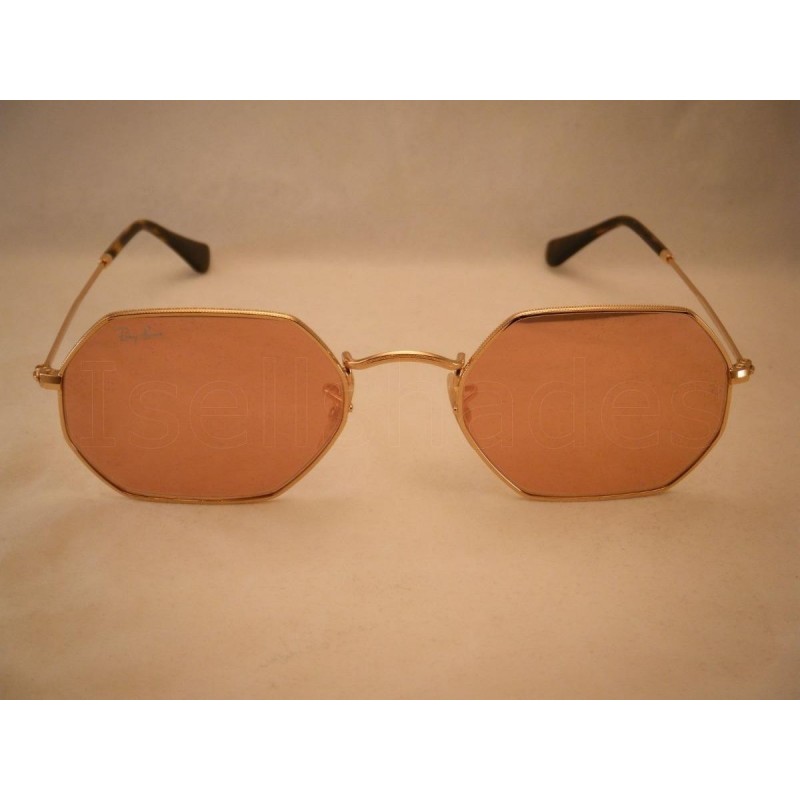Lentes de sol Ray Ban Rb3556n 001/z2 Octagonal Flat Rosa Dorado Original
